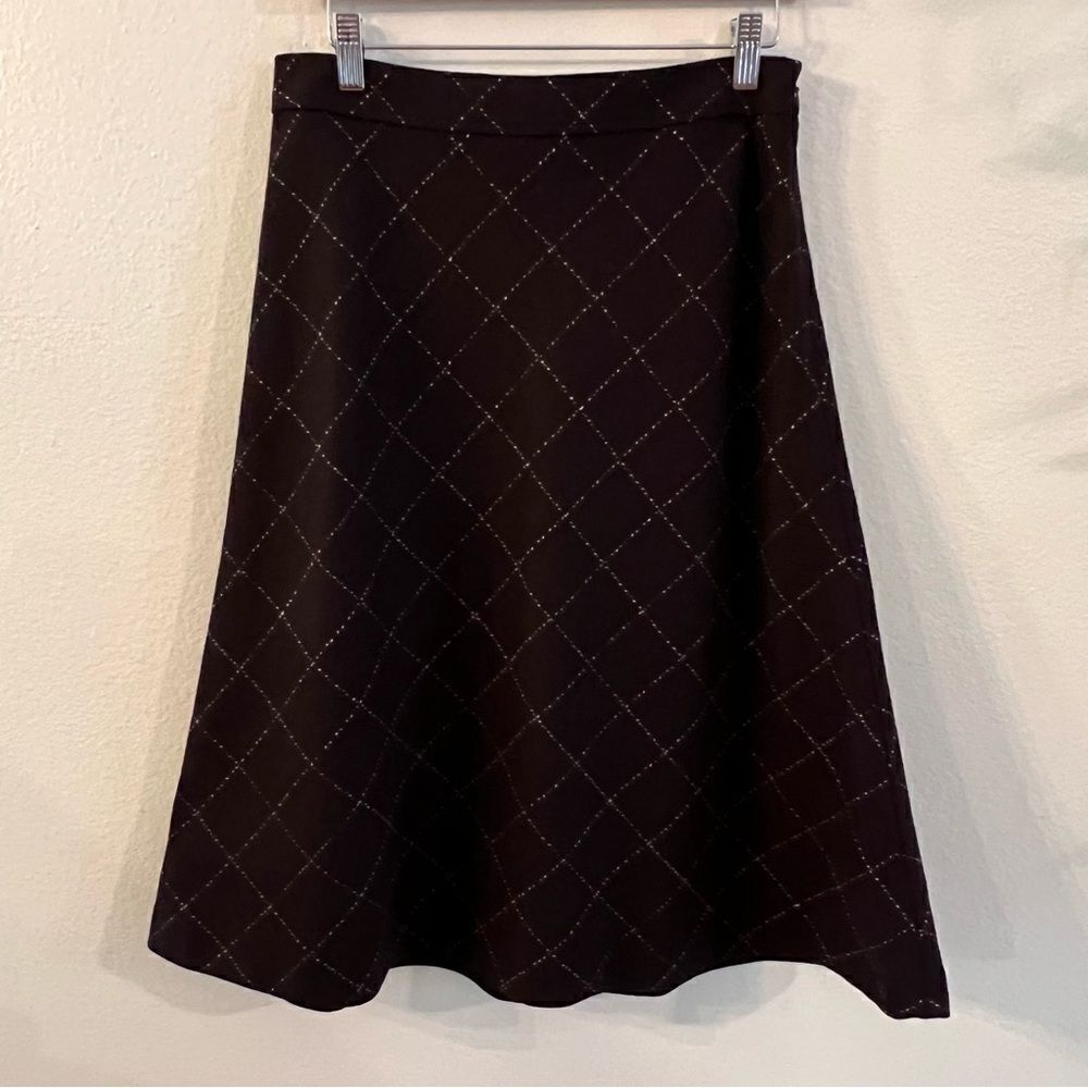 J. Crew Wool Blend A-Line Skirt Women’s Size 6 Side Zip Lined Brown Diamond